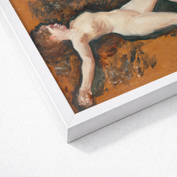 Framed Painting Nude Figure Earth-toned Ground Rendered Impressionistic Francis Augustus, Panel Left Deliberately, Bare, Female, Lathrop’s,