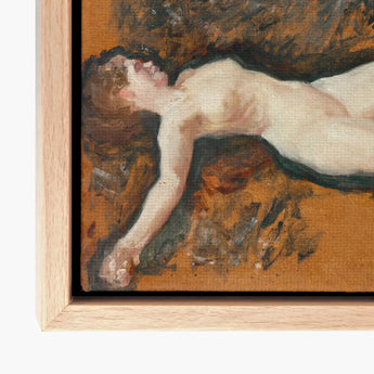 Female Nude - Francis Augustus Lathrop Art Print / Canvas Framed Oil Painting Figure Earthy-toned Ground Rendered, Panel Left Deliberately,