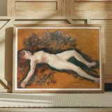 Female Nude - Francis Augustus Lathrop Art Print / Canvas Framed Painting Figure Rendered Impressionistic Style Warm, Panel Left