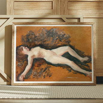 Female Nude - Francis Augustus Lathrop Art Print / Canvas Framed Painting Figure Rendered Impressionistic Style Warm, Panel Left