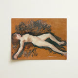 Female Nude - Francis Augustus Lathrop Art Print / Canvas Rectangular Oil Painting Figure Orange-brown Background, Panel Left Deliberately,
