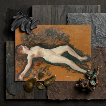 Female Nude - Francis Augustus Lathrop Art Print / Canvas Soft Impressionistic Painting Nude Figure Orange-toned Background Francis