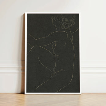 Female Nude Seated - Eric Gill Art Print / Canvas Minimalist Black-and-white Line White Frame Abstract Pigotts Workshop Two, Years, Woman
