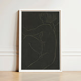 Female Nude Seated - Eric Gill Art Print / Canvas Minimalist Line White Frame Delicate Gold Pigotts Workshop Two, Years, Woman Emerges,