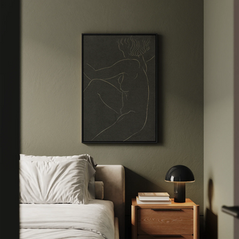 Female Nude Seated - Eric Gill Art Print / Canvas Black-framed Minimalist Line Poster Figure White Pigotts Workshop Two, Years, Woman