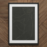 Female Nude Seated - Eric Gill Art Print / Canvas Black-framed Minimalist White Line Figure Pigotts Workshop Two, Years, Woman Emerges,