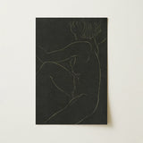 Female Nude Seated - Eric Gill Art Print / Canvas Black Rectangular Minimalist White Line Pigotts Workshop Two, Years, Woman Emerges,