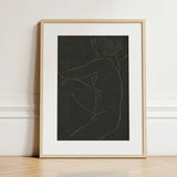 Female Nude Seated - Eric Gill Art Print / Canvas Minimalist Line Figure Profile Framed Pigotts Workshop Two, Years, Woman Emerges, Single