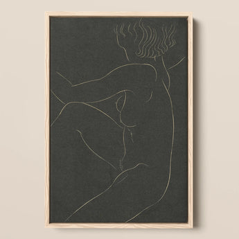 Female Nude Seated - Eric Gill Art Print / Canvas Minimalist Line Figure Profile Rendered Delicate White Pigotts Workshop Two, Years, Woman