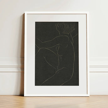 Female Nude Seated - Eric Gill Art Print / Canvas Minimalist Line Figure Profile Rendered Delicate White Pigotts Workshop Two, Years, Woman