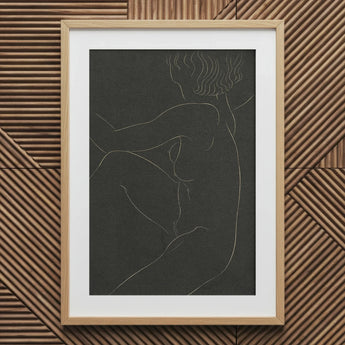 Female Nude Seated - Eric Gill Art Print / Canvas Minimalist Line Figure Profile Rendered Delicate White Pigotts Workshop Two, Years, Woman