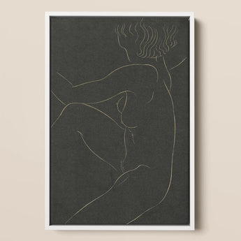 Female Nude Seated - Eric Gill Art Print / Canvas Minimalist Line Figure Wavy Hair Rendered White Pigotts Workshop Two, Years, Woman