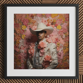 Fernando - Gay Mexican Vaquero Art Print / Canvas, 12x12’’ / 31x31cm / Black Frame / Matboard, Posters Prints & Visual Artwork, Toby Leon