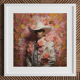 Fernando - Gay Mexican Vaquero Art Print / Canvas, 12x12’’ / 31x31cm / White Frame / Matboard, Posters Prints & Visual Artwork, Toby Leon