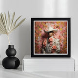 Fernando - Gay Mexican Vaquero Art Print / Canvas Black Framed Cowboy Hat Floral Background, Elegant Latino Outlaw’s, Vintage Prints