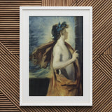 Figure of Apollo from ?The Forge Vulcan’ - John Singer Sargent Art Print / Canvas Framed Artwork Laurel Wreath Draped Cloth, Incandescent C