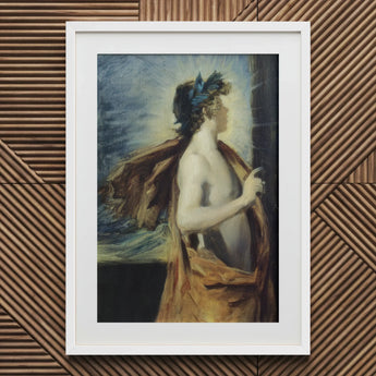Figure of Apollo from ?The Forge Vulcan’ - John Singer Sargent Art Print / Canvas Framed Artwork Laurel Wreath Draped Cloth, Incandescent C
