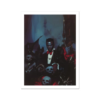 Thorne - Gay Black Dracula Art Print, Formally Dressed Figure Surrounded Skulls Dark Eerie