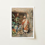 Figure of a Moor - Carlo Ascenzi Art Print / Canvas Framed Vintage-style Painting Man Traditional Attire Colorful Textiles, Echo Clings,