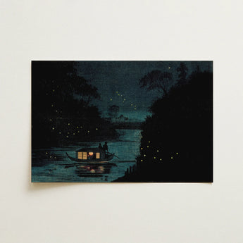 Nighttime River Scene Print Warmly Lit Boat Two Kobayashi Kiyochika, Art, Kanda Gorge, Lets, Night Pools