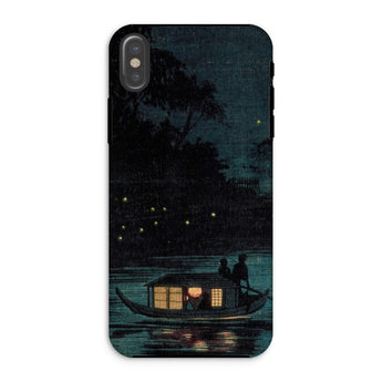 Fireflies at Ochanomizu - Kobayashi Kiyochika Phone Case Iphone Xs / Matte Phone Case Nighttime Scene Boat Lanterns Dark Water Kobayashi