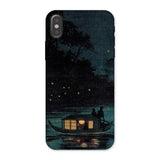 Fireflies at Ochanomizu - Kobayashi Kiyochika Phone Case Iphone x / Matte Phone Case Nighttime Scene Lantern-lit Boat Dark Waters Kobayashi
