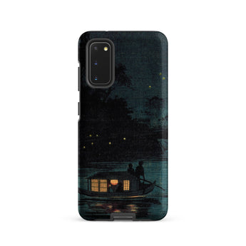 Fireflies at Ochanomizu - Kobayashi Kiyochika Phone Case Samsung Galaxy S20 / Matte Dark Phone Case Nighttime Scene Two Figures Boat