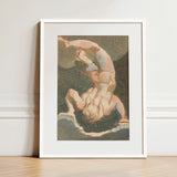 The First Book of Urizen - William Blake Art Print / Canvas Framed Artwork Nude Figure Acrobatic Pose Enclosed Simple Single Male Body,