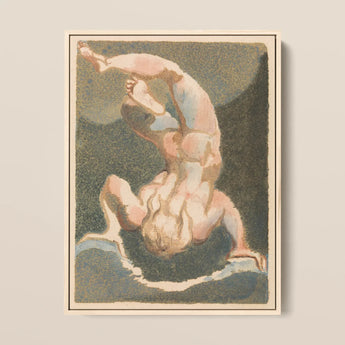 The First Book of Urizen - William Blake Art Print / Canvas Framed Artwork Nude Figure Acrobatic Pose Rendered Soft Single Male Body, Legs