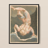 The First Book of Urizen - William Blake Art Print / Canvas Framed Artwork Nude Figure Acrobatic Pose Rendered Soft Single Male Body, Legs