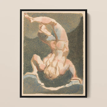 The First Book of Urizen - William Blake Art Print / Canvas Framed Artwork Nude Figure Acrobatic Pose Rendered Soft Single Male Body, Legs