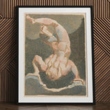 The First Book of Urizen - William Blake Art Print / Canvas Framed Artwork Nude Figure Acrobatic Pose Rendered Soft Single Male Body, Legs