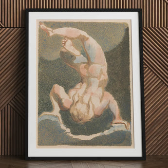 The First Book of Urizen - William Blake Art Print / Canvas Framed Artwork Nude Figure Acrobatic Pose Rendered Soft Single Male Body, Legs