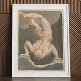 The First Book of Urizen - William Blake Art Print / Canvas Framed Artwork Nude Figure Acrobatic Pose Rendered Soft Single Male Body, Legs
