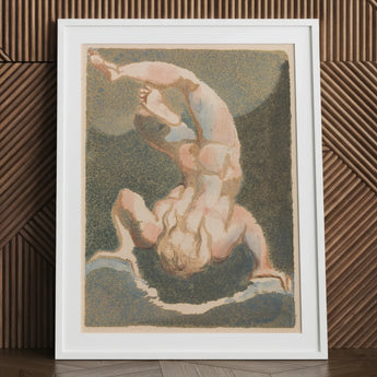 The First Book of Urizen - William Blake Art Print / Canvas Framed Artwork Nude Figure Acrobatic Pose Rendered Soft Single Male Body, Legs