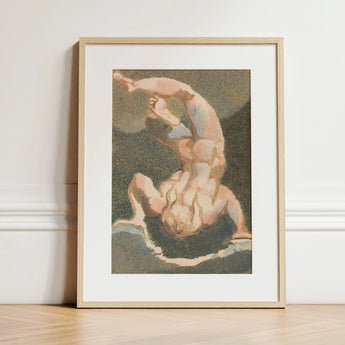 The First Book of Urizen - William Blake Art Print / Canvas Framed Artwork Nude Figure Arched Pose Enclosed Light Single Male Body, Legs