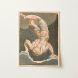The First Book of Urizen - William Blake Art Print / Canvas Soft-toned Textured Nude Figure Acrobatic Pose Dark Single Male Body, Legs