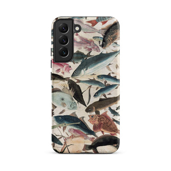 Fish - Utagawa Yoshikazu Ocean Life Phone Case Samsung Galaxy S22 Plus / Matte Phone Case Adorned Detailed Illustration Fish Shades Blue