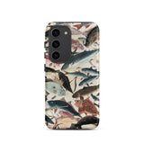 Fish - Utagawa Yoshikazu Ocean Life Phone Case Samsung Galaxy S23 / Matte Phone Case Adorned Detailed Illustration Fish Shades Blue Utagawa