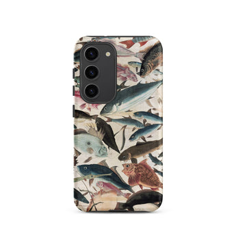 Fish - Utagawa Yoshikazu Ocean Life Phone Case Samsung Galaxy S23 / Matte Phone Case Adorned Detailed Illustration Fish Shades Blue Utagawa