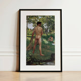 Fisherman with a Net - Frederic Bazille Fine Art Print / Canvas Black-framed Art Print Classical Painting Two Nude Figures Frederic