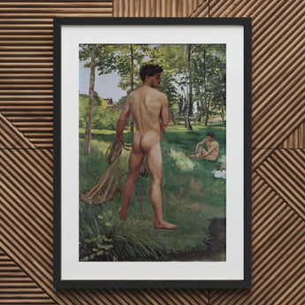 Fisherman with a Net - Frederic Bazille Fine Art Print / Canvas Black Framed Nude Male Figure Rope, Pagan Fragment, Raw Choreography Prints