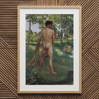 Fisherman with a Net - Frederic Bazille Fine Art Print / Canvas Wooden Framed Artwork Nude Male Figure Nets Frederic Bazille, Pagan