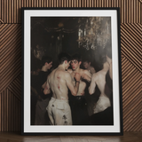 Fisticuffs - Stampa d’arte Baroque Gay Fight Club / Tela, 24x32’’ / 61x81cm / Cornice nera / Passe-partout, Poster Stampe e Opere d’arte visiva, Toby