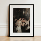 Fisticuffs - Baroque Gay Fight Club Art Print / Canvas, 12x16’’ / 31x41cm / Black Frame / Matboard, Posters Prints & Visual Artwork, Toby