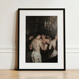 Fisticuffs - Baroque Gay Fight Club Art Print / Canvas Black-framed Dark Moody Painting Shirtless Men, Bodies Rest Prints