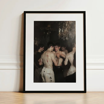 Fisticuffs - Baroque Gay Fight Club Art Print / Canvas Black-framed Dark Moody Painting Shirtless Men, Bodies Rest Prints