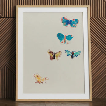Five Butterflies - Odilon Redon Art Print / Canvas, 24x32’’ / 61x81cm / Natural Frame / Matboard, Posters Prints & Visual Artwork, Toby Leon