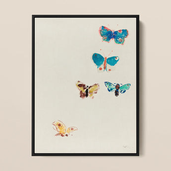 Five Butterflies - Odilon Redon Art Print / Canvas, 12x16’’ / 31x41cm / Black Frame, Posters Prints & Visual Artwork, Toby Leon