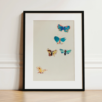 Five Butterflies - Odilon Redon Art Print / Canvas, 12x16’’ / 31x41cm / Black Frame / Matboard, Posters Prints & Visual Artwork, Toby Leon